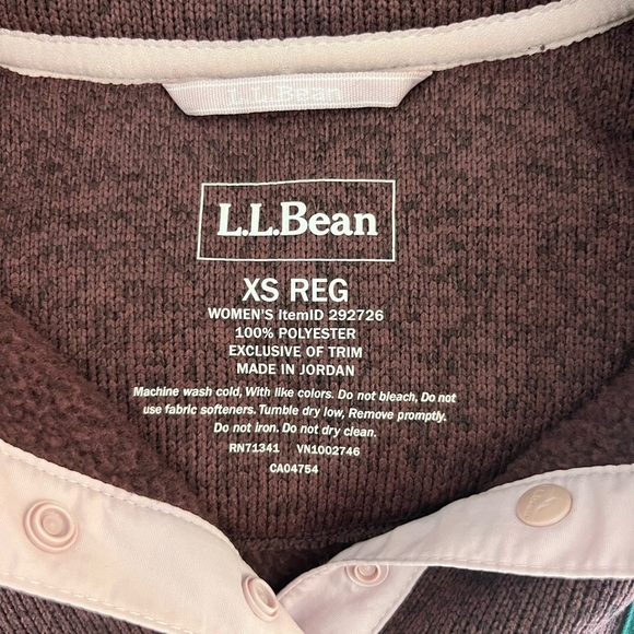 LL Bean Women's Raisin Brown Pullover Quarter Snap Sweater Fleece Size XS EUC - Picture 3 of 7
